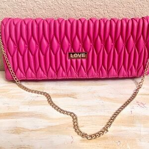 Andre Yabin LOVE Quilted Chain Strap Clutch - Hot Pink